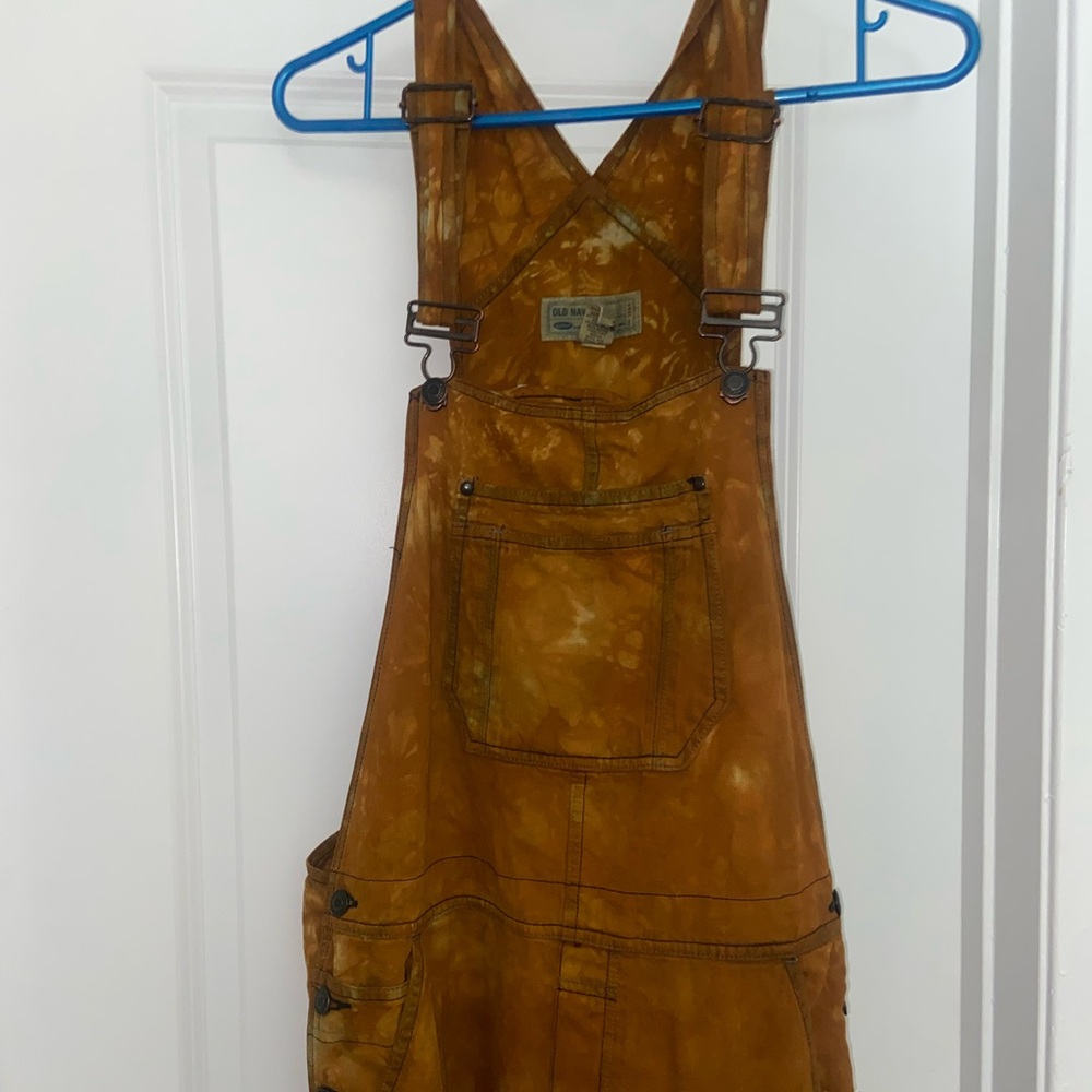 vintage bell bottom jeans overalls orange tye dye grunge fashion hipster pants